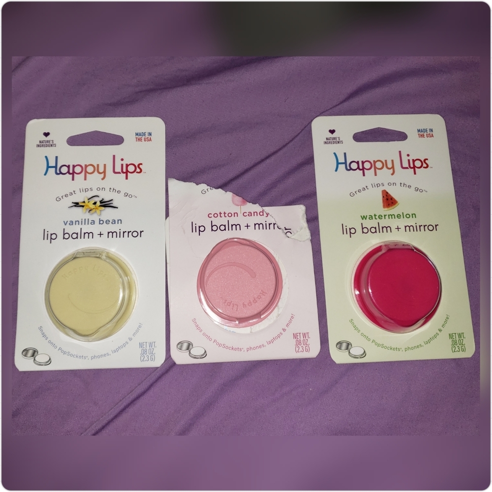 Happy Lips – Lip Balm with Mirror (set of 3) for use with Pop Socket! - Picture 2 of 7